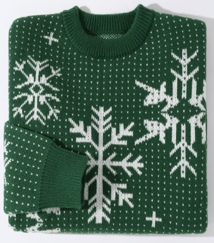 fasic Autumn And Winter Round Neck Christmas Print Sweater