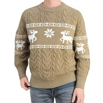 fasic Round Neck Sweater Coat Men's Knitwear