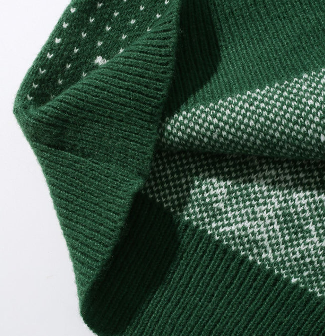 fasic Autumn And Winter Round Neck Christmas Print Sweater