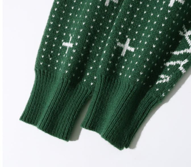 fasic Autumn And Winter Round Neck Christmas Print Sweater