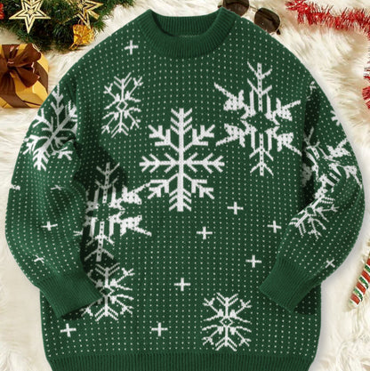 fasic Autumn And Winter Round Neck Christmas Print Sweater